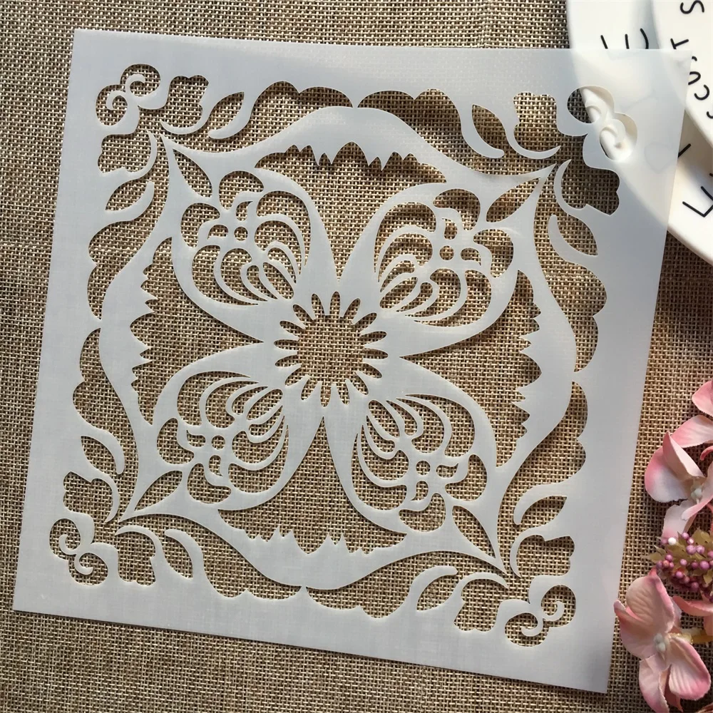

1Pcs 8*8inch Flower Round Frame DIY Layering Stencils Painting Scrapbook Coloring Embossing Album Decorative Template