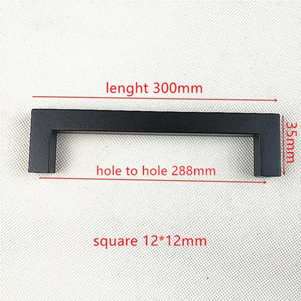 Диаметр 10 мм матовый черный 12 мм золотой цвет sqaure 12*12 мм черная дверца кухонного шкафа Ручка из нержавеющей стали "~ 24" - Цвет: 1212 288mm
