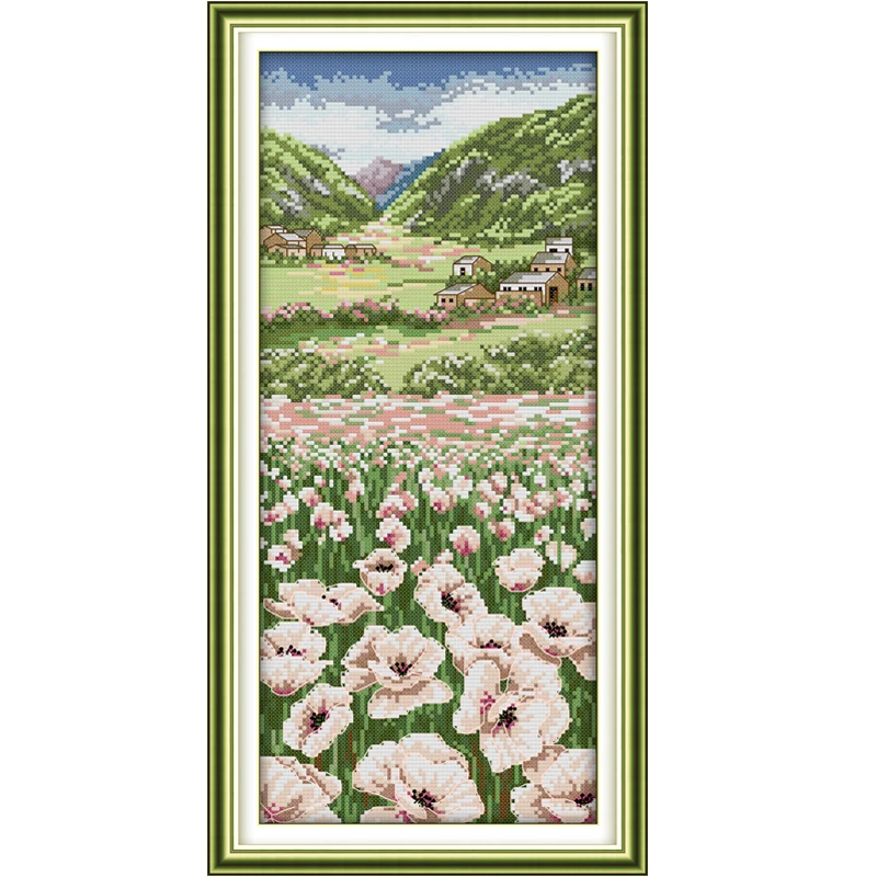 

Set for Embroidery Kit Needlework Poppy Flowers Garden Cross Stitch Painting Cross-Stitch Kit 11CT & 14CT