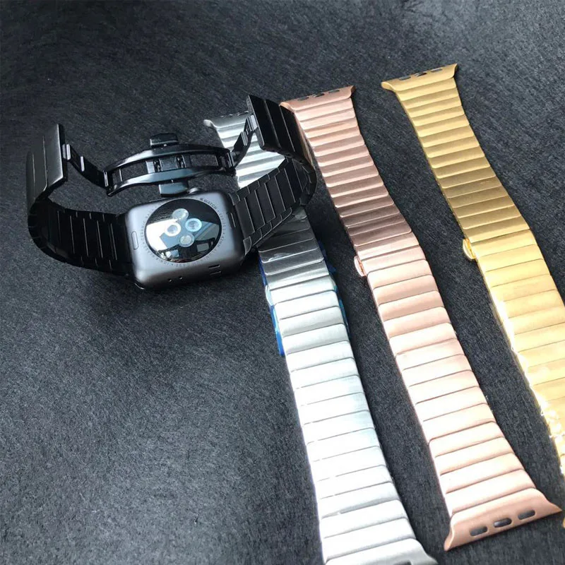 Металлический ремешок из нержавеющей стали для Apple Watch Band iWatch Series 1 2 3 браслет с застежкой-бабочкой Ремешки для наручных часов 42 мм 38 мм