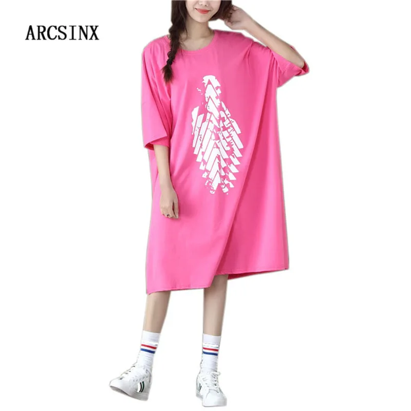 

ARCSINX Korean Women Dress Plus Size 8XL 7XL 6XL 5XL 4XL 3XL Loss Summer Dress Cotton Women Dresses Big Sizes Sundress For Women