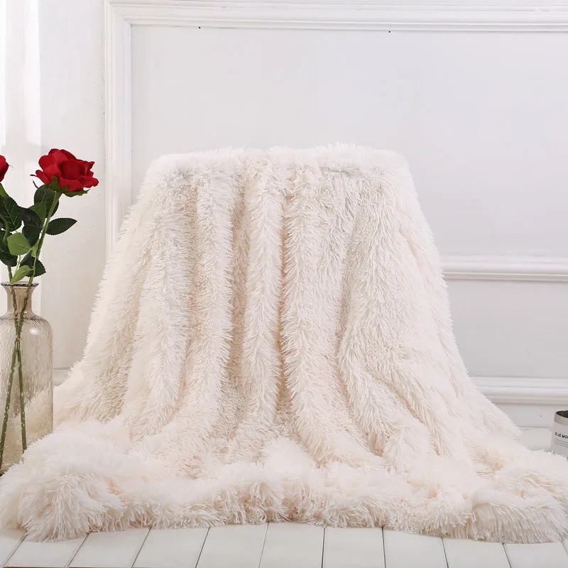 XC USHIO супер мягкое элегантное пледы одеяло длинный лохматый теплый для кровати Диван Постельные принадлежности простыня покрывало Рождество подарок на год - Цвет: White