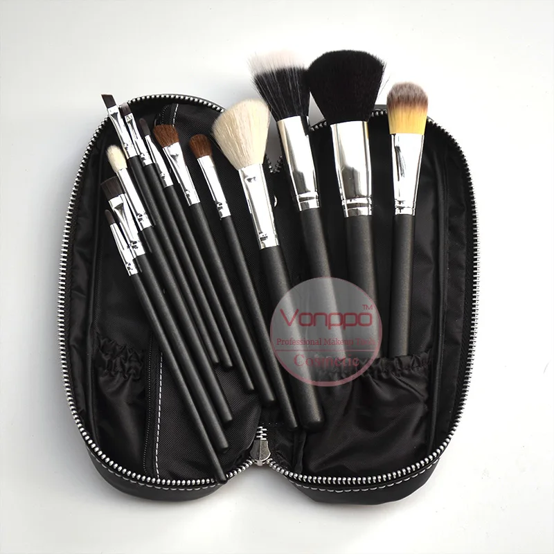 

12 Pcs Makeup Brushes Cosmetics Set With PU Bag Make Up Brush Set Free Shipping