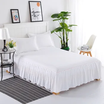 

Bed Ruffle Skirt -Cotton Bed Wrap (Queen - White)not including the pillowcases
