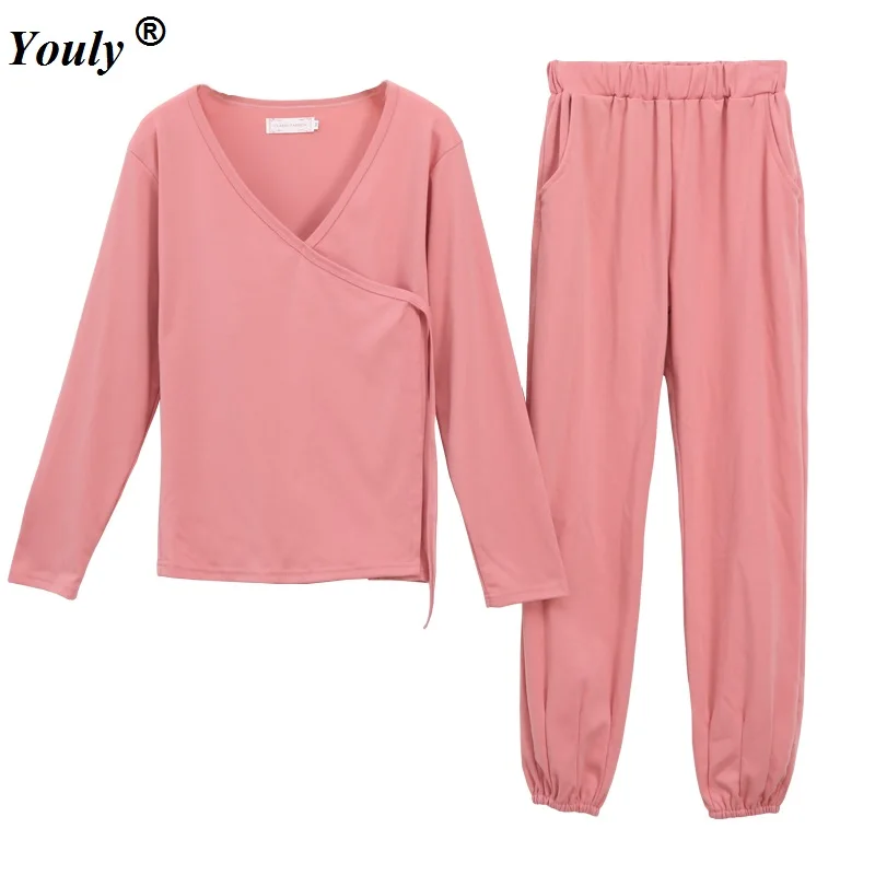 

Robes&trousers 2 two pieces Pajamas Sets Women Spring long Sleeve Cartoon Cute Home Sleepwear Pajamas Mujer Nightgown Wear Suits