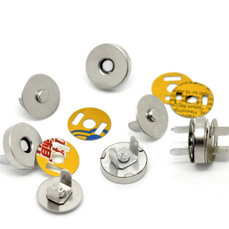 50Sets Round Magnetic Purse Snap Clasps Closure 14mm Fermoir Silver Tone DIY Purse Handbag Making