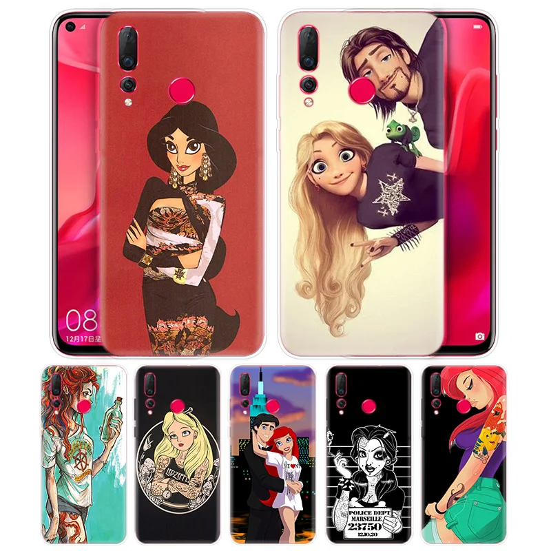 

Tattooed princess Alice Ariel Jasmine Print Case for Huawei Honor 20 10 8S 8A 8C 8X Play 20i V20 Lite Pro Y9 Y7 Y6 Y5 2019 2018
