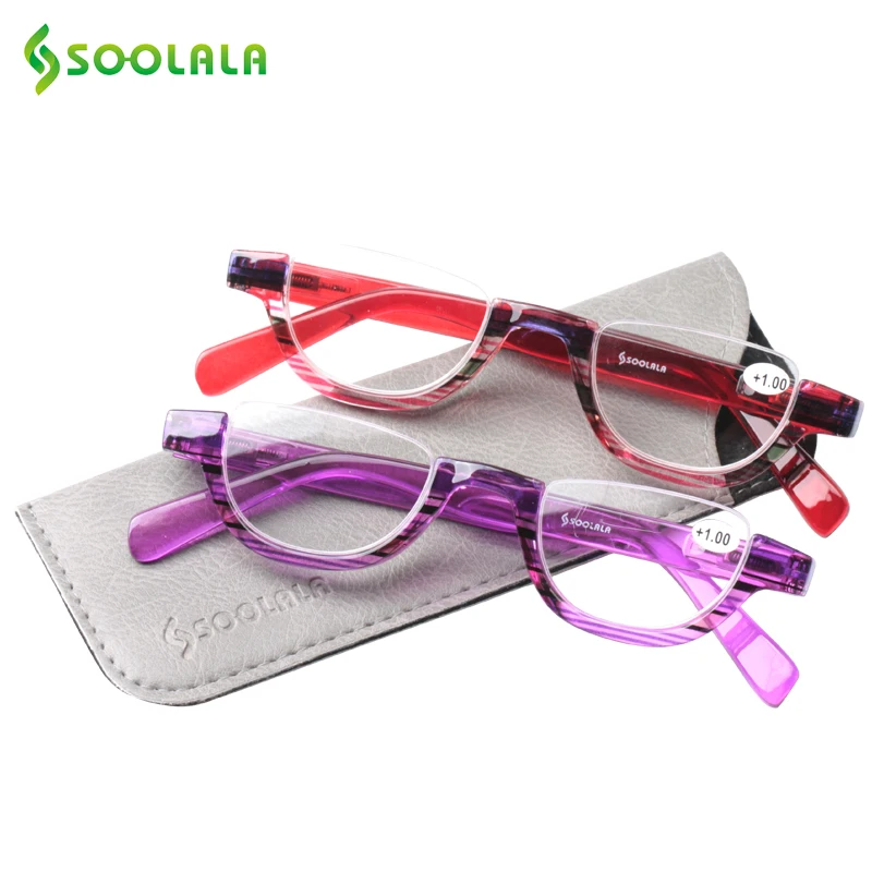 SOOLALA Flat Top Semi-Rimless Reading Glasses Women Men 2018 New Cheap Presbyopia Reading Glasses with Leather Case +1.0 to 4.0 SOOLALA Flat Top Semi-Rimless Reading Glasses Women Men 2018 New Cheap Presbyopia Reading Glasses with Leather Case +1.0 to 4.0