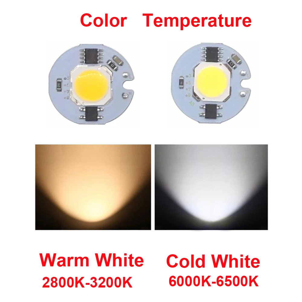 30 шт./лот, мощный CoB светодиодный чип, 3 Вт, 5 Вт, 7 Вт, 9 Вт, светильник, лампочка, 220 В, IP65, умный IC, белый, теплый белый, светодиодный светильник, прожектор, светильник