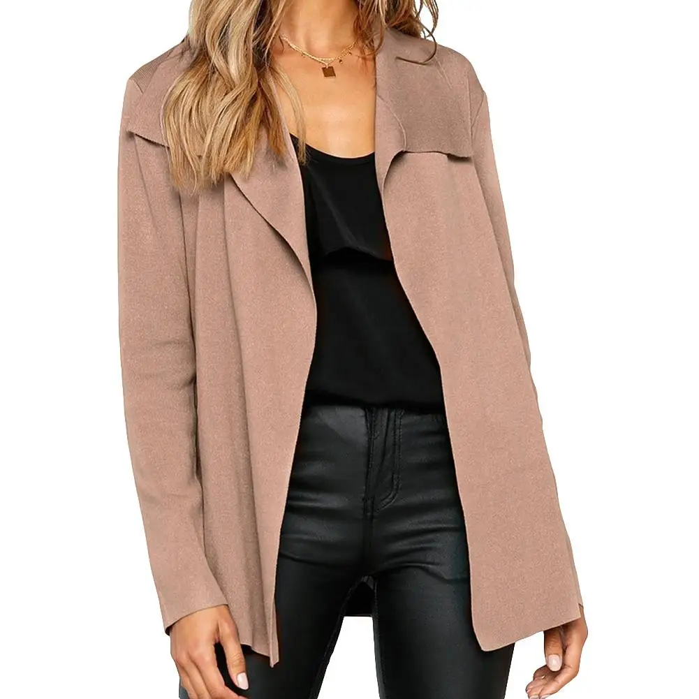 

Women Loose Bandage Cardigan Autumn Turn Down Collar Sweater Knitted Jacket new