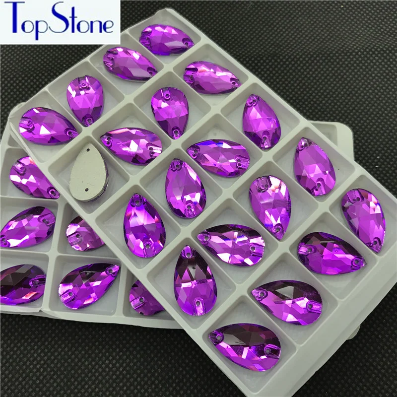 TopStone грушевидная капелька Lt фиолетового бархатного цвета пришитый камень с