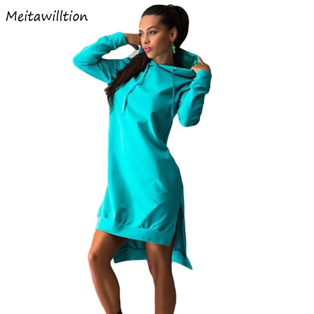 

Women Long Sleeve Autumn Winter Dress Ladies Long Hoodie Dress Casual Hooded Pockets Sportwear Female Fashion Women Clothing