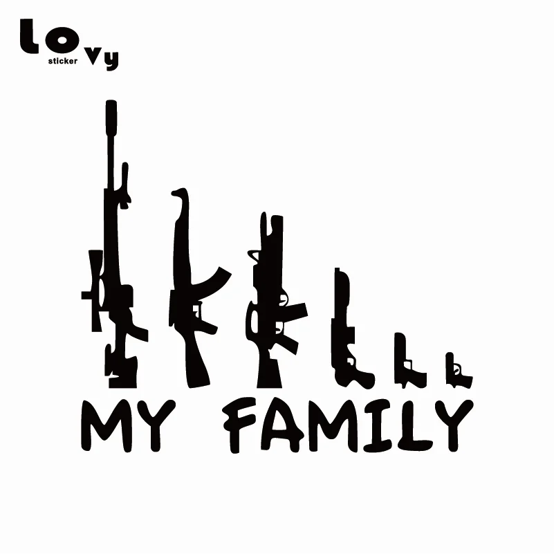 My Family Gun виниловая крутая наклейка на автомобиль мультяшный пистолет