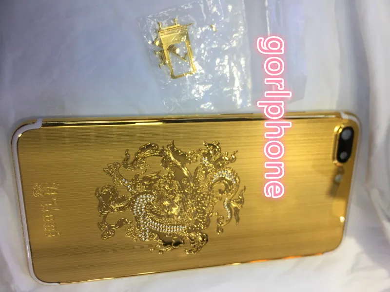 Хорошее качество Замена dragon diamond Корпус для iphone 7 plus корпус 24k зеркало Золотая задняя дверь с логотипом и кнопками