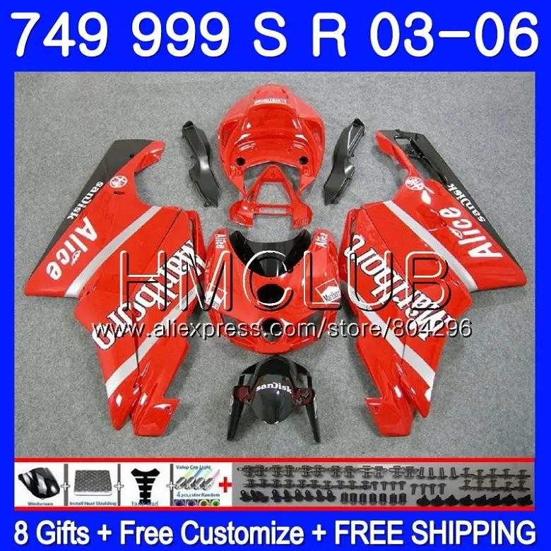

Body Factory red For DUCATI 749-999 749 999 03 04 749S 999S 05 06 133HM15 749 999 S R 749R 2003 2004 999R 2005 2006 Fairing kit