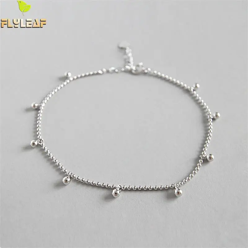 Flyleaf 925 Sterling Silver Anklets For Women Simple Geometric Beads Ankle Leg Fine Jewelry Enkelbandje High Quality Girl Gift Flyleaf 925 Sterling Silver Anklets For Women Simple Geometric Beads Ankle Leg Fine Jewelry Enkelbandje High Quality Girl Gift