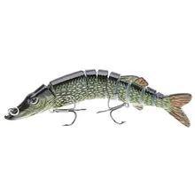 5 "12.5cm 20g Fishing Lure Multi Articulated 9-segement Pike Muskie Swimbait Crankbait hard fish bait with two Triple hook