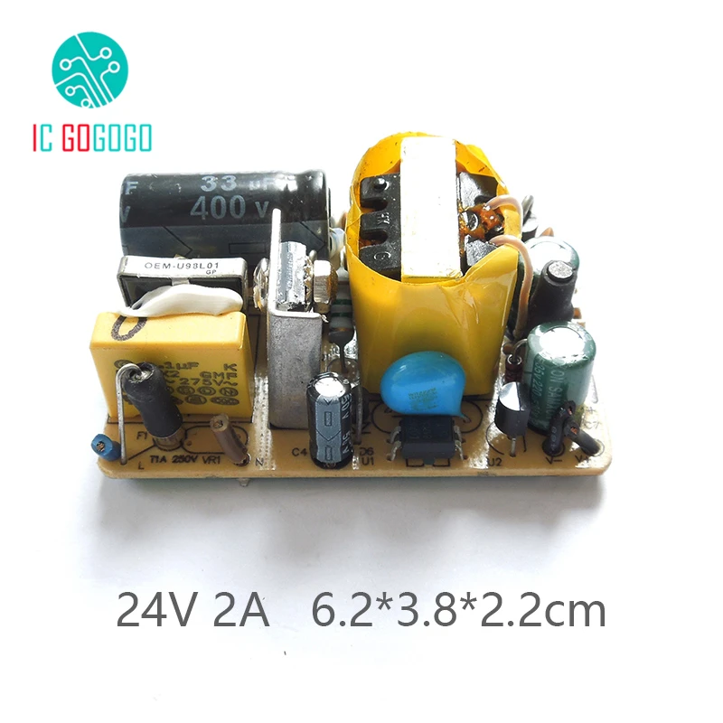 2 шт. AC-DC 24V 2A переключение Питание модуль печатной платы для маршрутизации модем камеры видеонаблюдения 2000MA 100-240V 50/60HZ