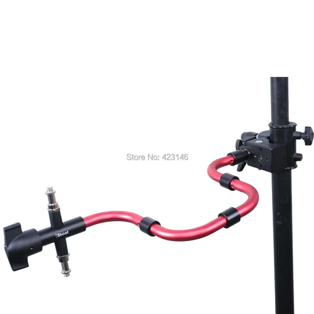 iShoot Red Cobra-shaped Photographic Support Arm Camera Holder Flash Bracket for Manfrotto MA050A Snake Arm Tripod Ball Head Light Stand Can Load 3-5kg