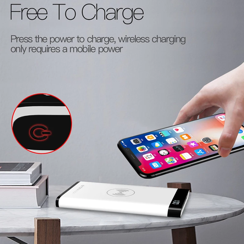 TOTU 8000mAh QI Wireless Charger Power Bank LED Display For iPhone X 8 7Plus 5V 2.1A Dual USB Ports External Battery Power bank TOTU 8000mAh QI Wireless Charger Power Bank LED Display For iPhone X 8 7Plus 5V 2.1A Dual USB Ports External Battery Power bank
