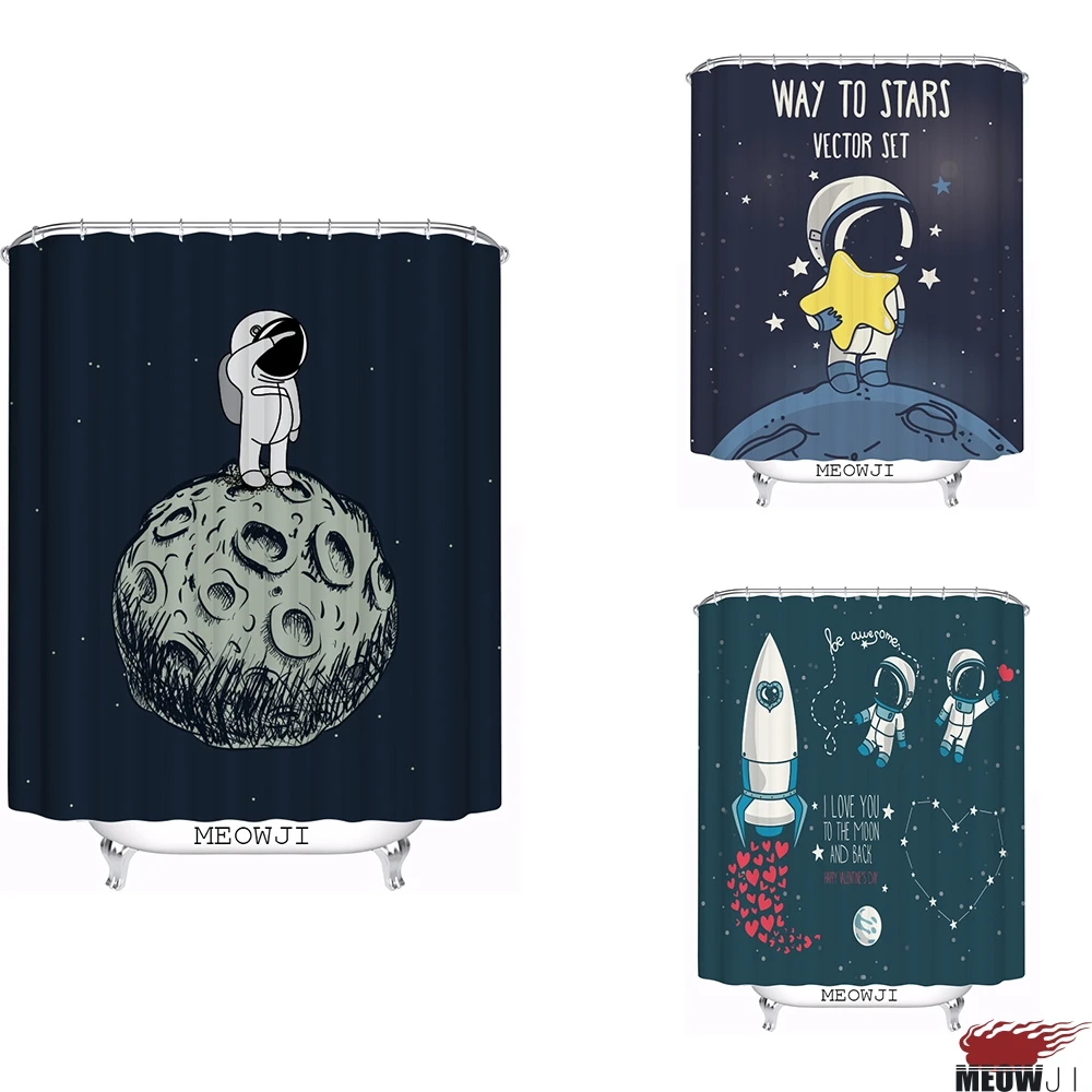 rocket ship shower curtain