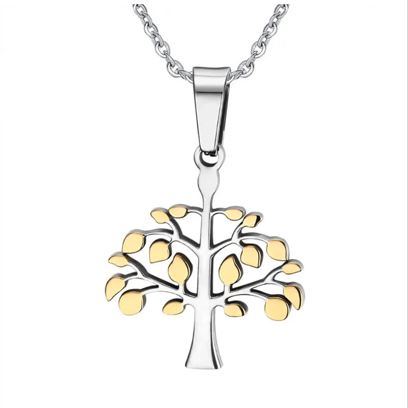 

Wishing Money Tree Pendant Women's Stainless Steel Pendant Korean Edition Gold and Silver Two-Color Charm Pendant Necklace