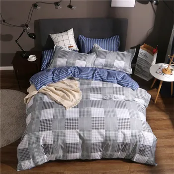 

Home Textiles 3/4pcs King Size Bedding Sets Geometric Plaid Duvet Cover Sets Pillow Cases Pillow Covers twin queen bedclothes