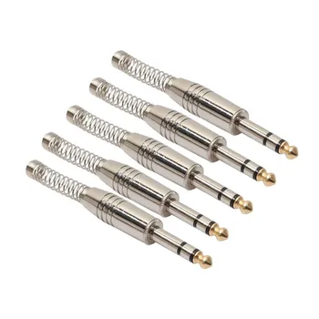 

Reliable 5 PCS 6.35mm 1/4 Inch Male DIY Stereo Plug Audio Adapter Connector Spring