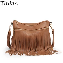 Tinkin Vitange из искусственной кожи женская сумка на плечо модная сумка-мессенджер с кисточкой
