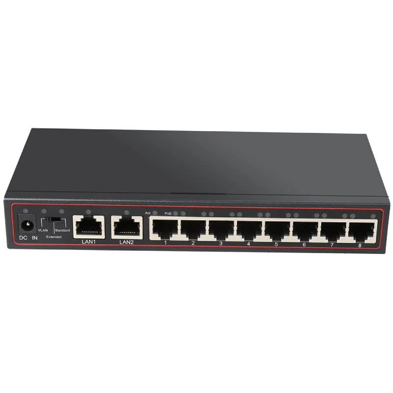 10-Порты и разъёмы Poe коммутатор 48 V Мощность Over Ethernet сетевой коммутатор gigabit 802,3 AF/для IP Камера/Беспроводной AP/CCTV Камера Системы