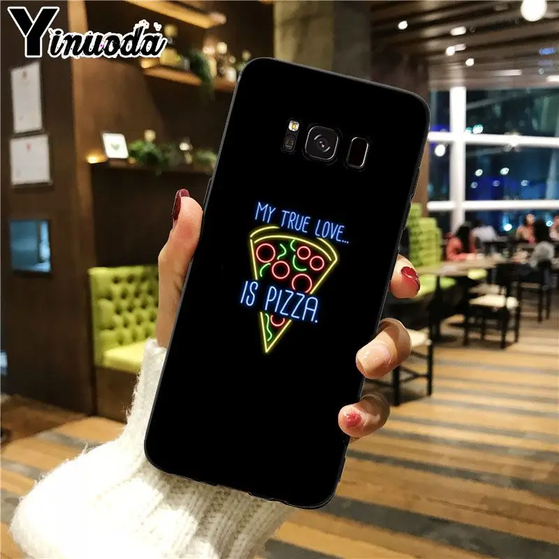 Yinuoda черный фон флуоресцентный маленький узор, неоновый популярный телефон чехол для Galaxy S7 edge s8 plus s9 plus s6 s6 edge - Цвет: A8