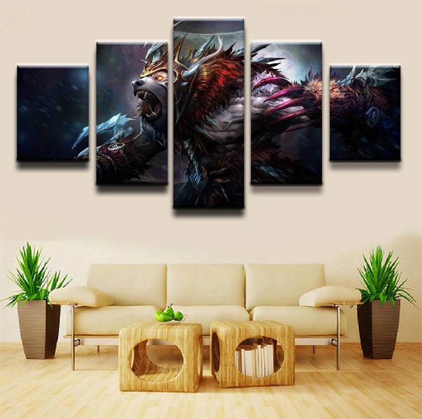 Painting Canvas Wall Art Modern HD Print Home Decor Picture DotA 2 Game 5 Piece Canvas Wall Art For