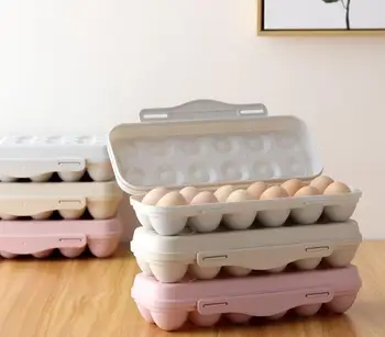 

18 Cavity Egg Container with Cover Clip-on Type Overlayable Anti-collision Keeping Egg Fresh Box