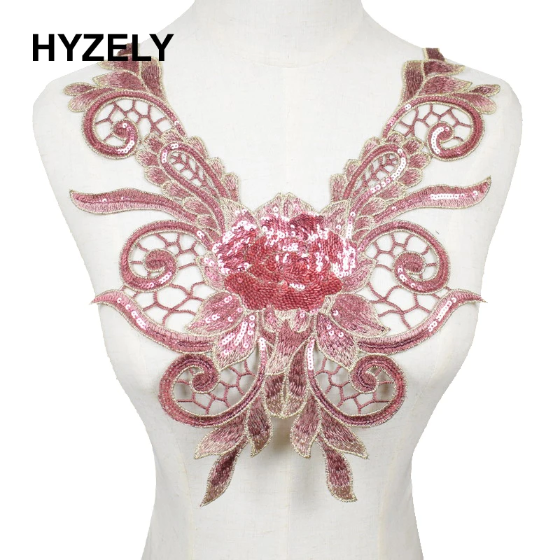 Lace Embroidered Venise Neckline Collar Trim Bridal Dress Sewing Applique Patch