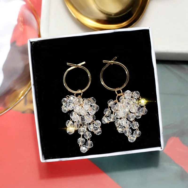 

Shiny Side New Fashion Brand Jewelry Simple Geometric Stud Earrings for Women Statement Gift Beads Long Earrings Free Shipping