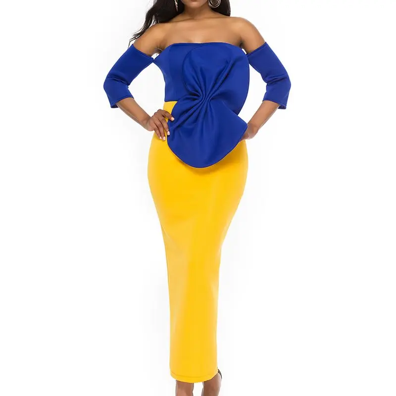 blue and yellow women's dress
