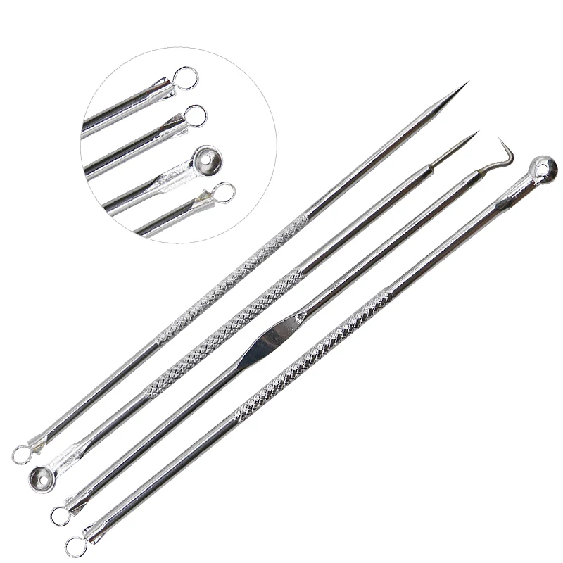 

4Pcs/Set Stainless Acne Blackhead Removal Needles Pimple Spot Comedone Extractor Black Head Beauty Pore Face Skin Care Tools