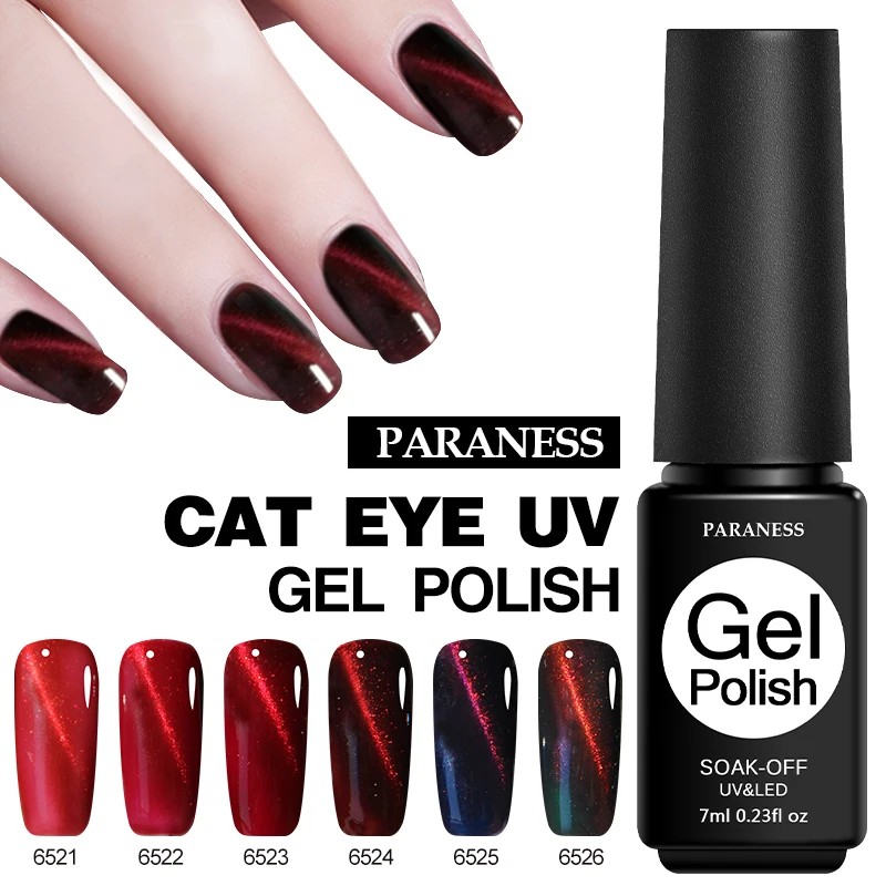 Buy Paraness Glitter UV Gel Varnish 3D Red Cat Eyes