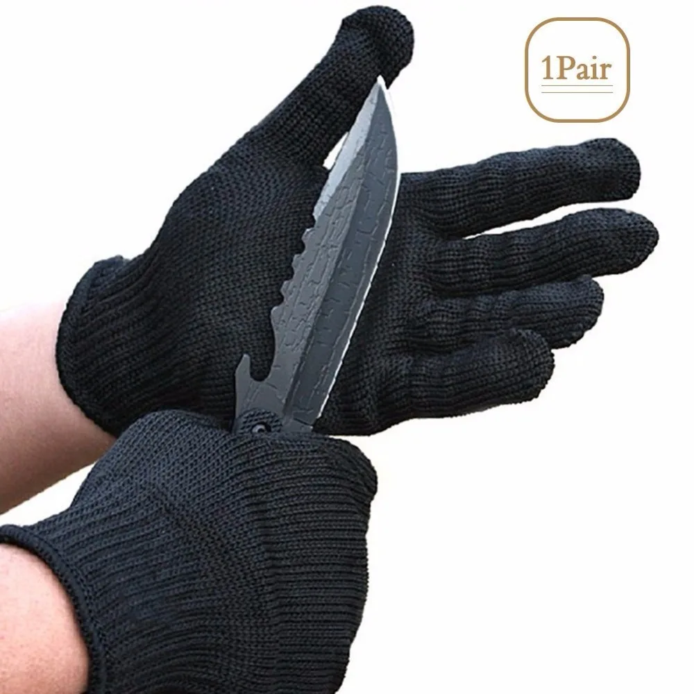 

Anti-cut Gloves Black Working Protective Stainless Steel Wire Metal Glove Mesh Safety Self Defense Glove Anti-static Durable