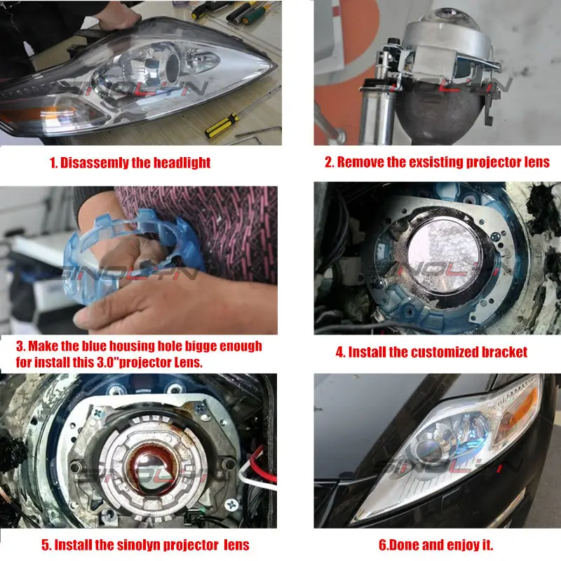 Линза для проектора Sinolyn Ford Mondeo Mk4 Hella 3R G5 объектив с рамой Биксеноновая линза фар