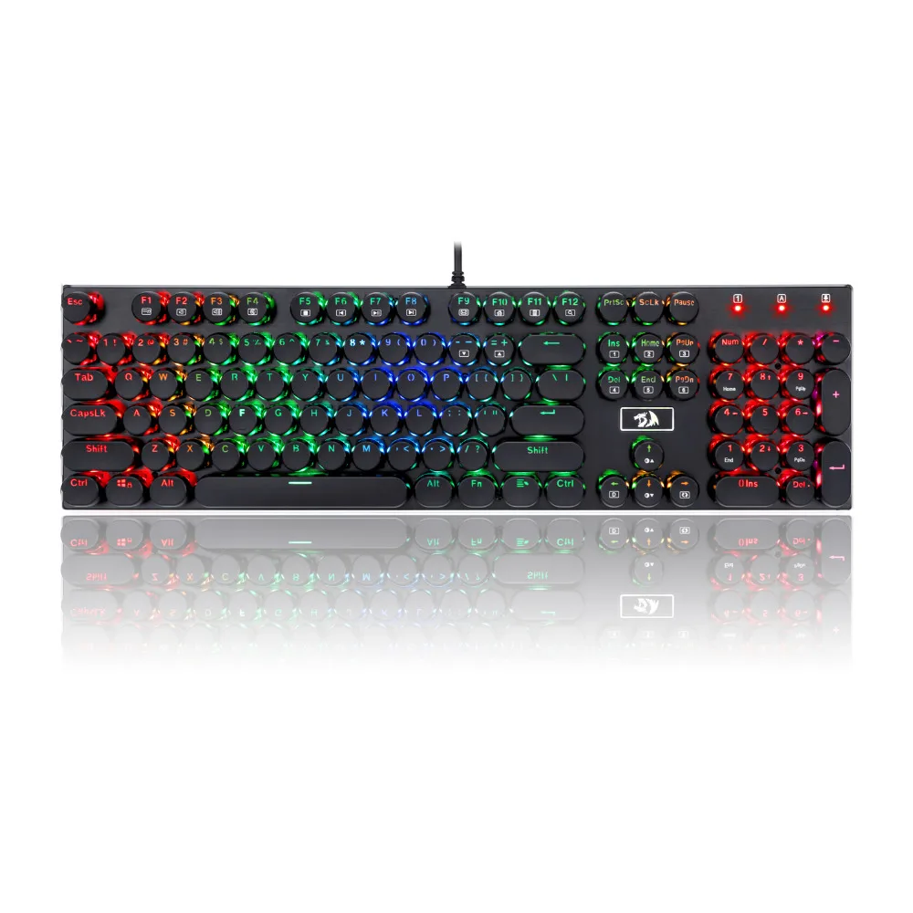 

Redragon K556-RK RGB LED Backlit Mechanical Gaming Keyboard with Brown Switches,104 Keys Retro Vintage USB Typewriter Inspired
