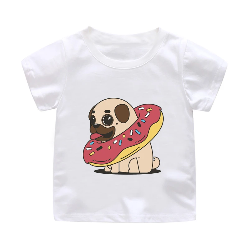 

Kids t-shirt Childrens clothes Baby tshirt camiseta Girls shortsleeve dog donut Spring Toddler boy clothes Child clothing