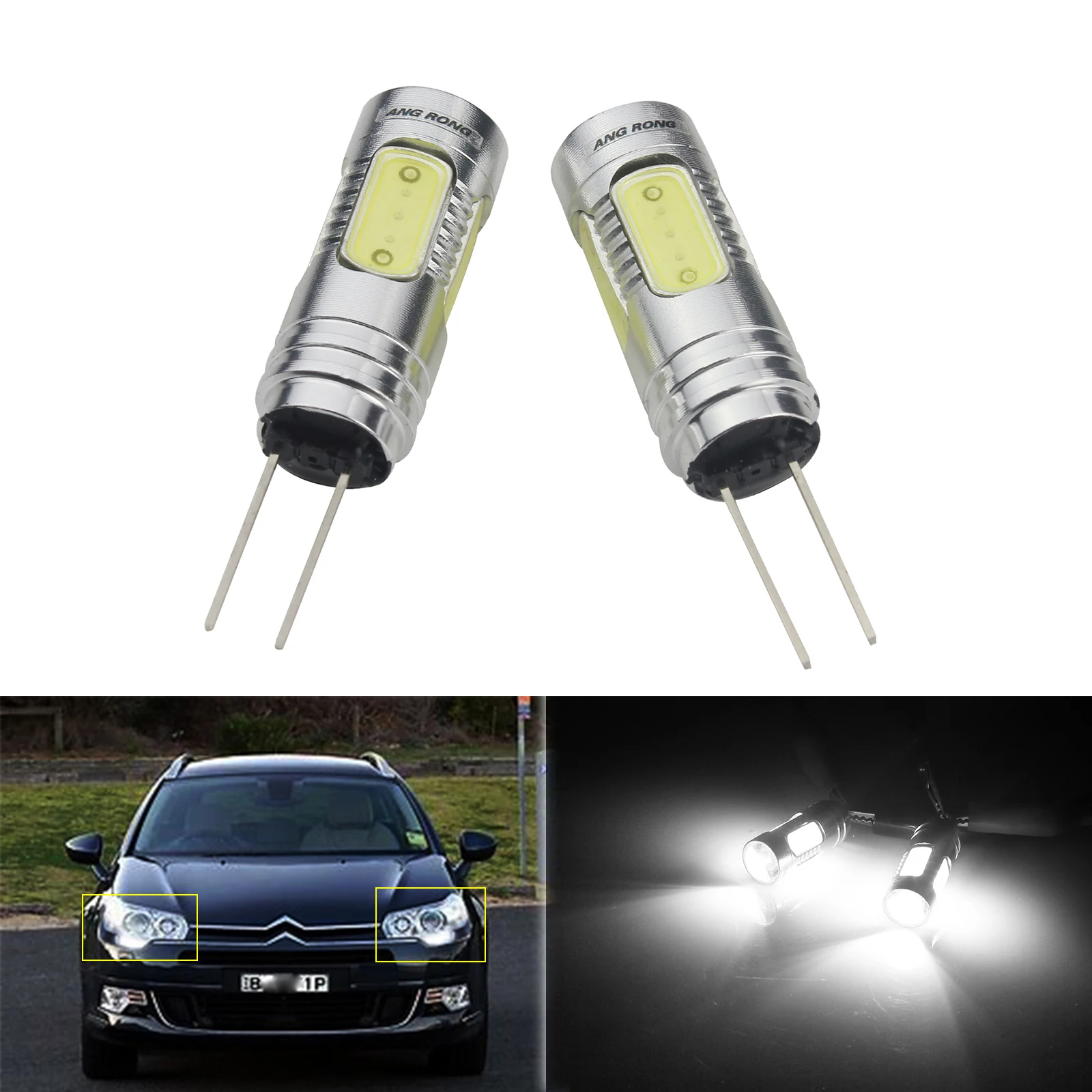 

ANGRONG 2x HP24W G4 LED Bulb 7.5W Sidelight Daytime Light Lamp DRL White For Citron Peugeot