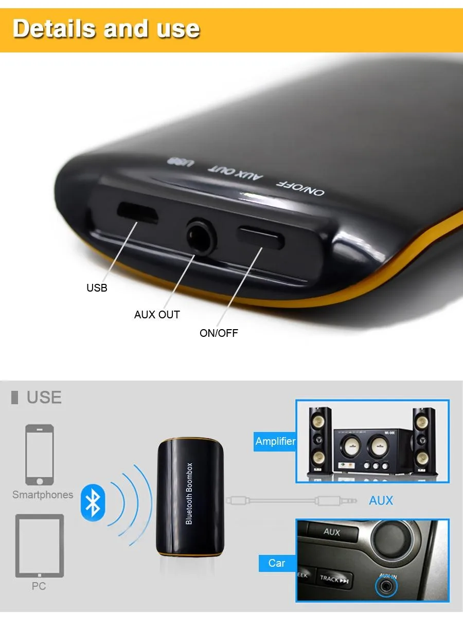 Беспроводной Bluetooth приемник аудио Музыкальная Коробка аудио адаптер 3,5 мм RCA к Hifi динамик AUX домашняя аудиосистема BHB2S