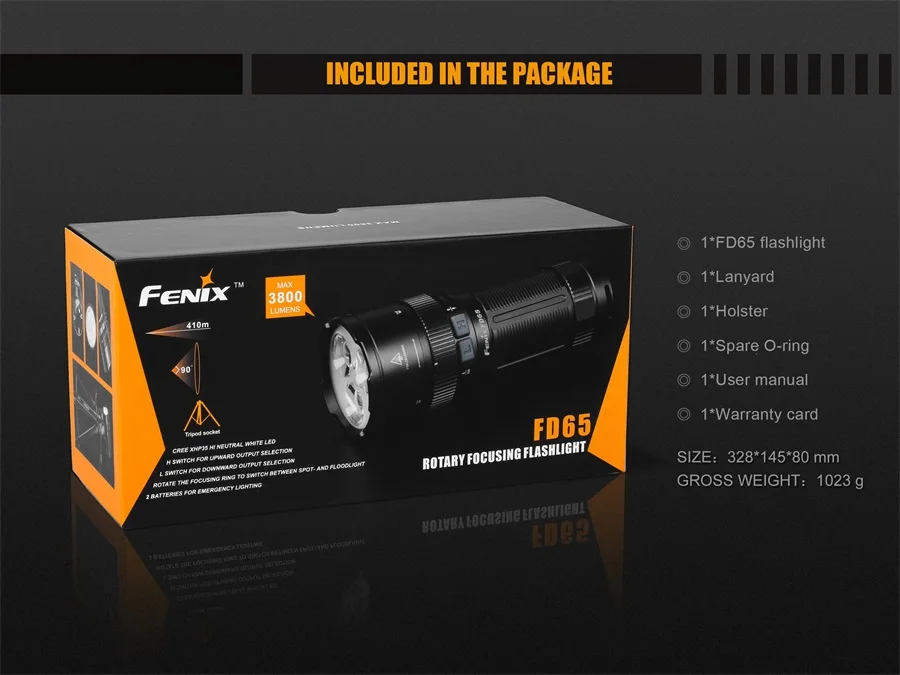 2018 Новый нейтральный белый масштабируемый светодиодный фонарик Fenix FD65 Cree XHP35 HI 3800