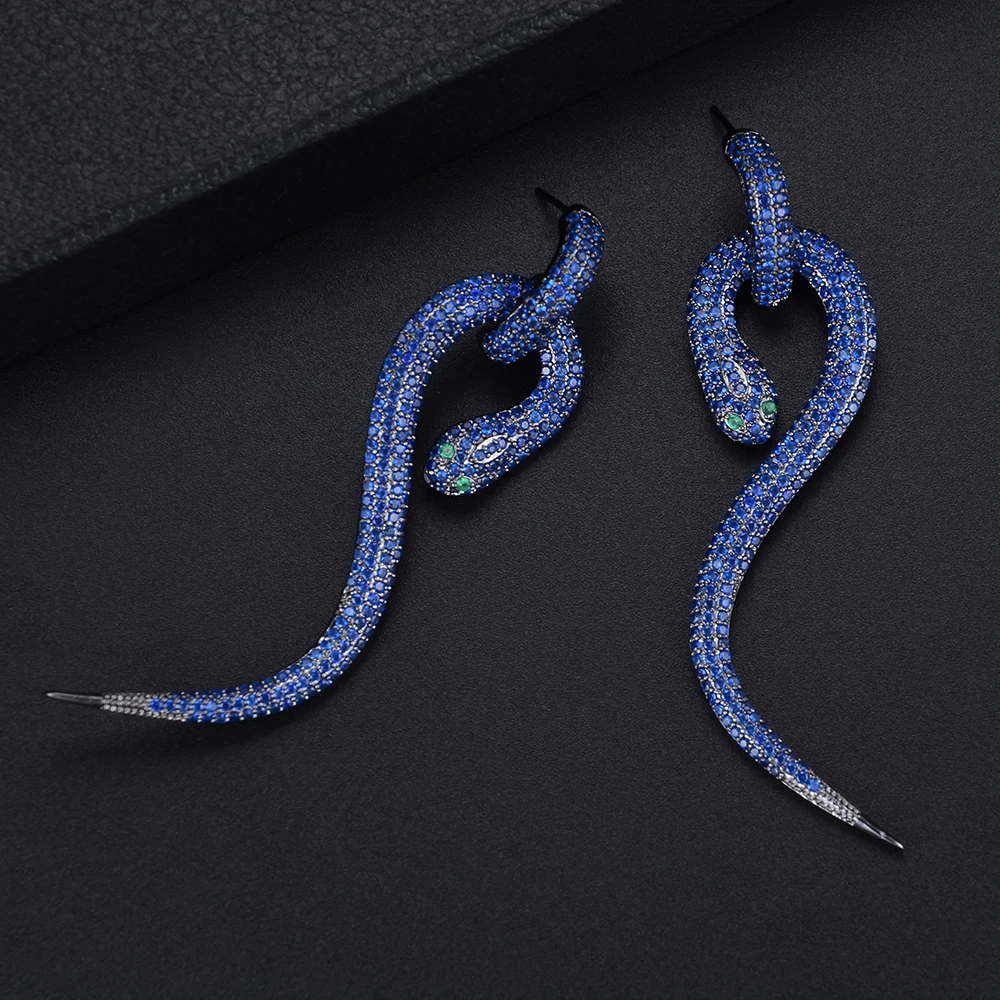 

Personality Multicolor Snake Shape Full Micro Cubic Zirconia Pave Dangle Drop For Women Girls