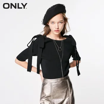 

ONLY Women's Bowknot Short-sleeved One shoulder Pullover Knit |119124544