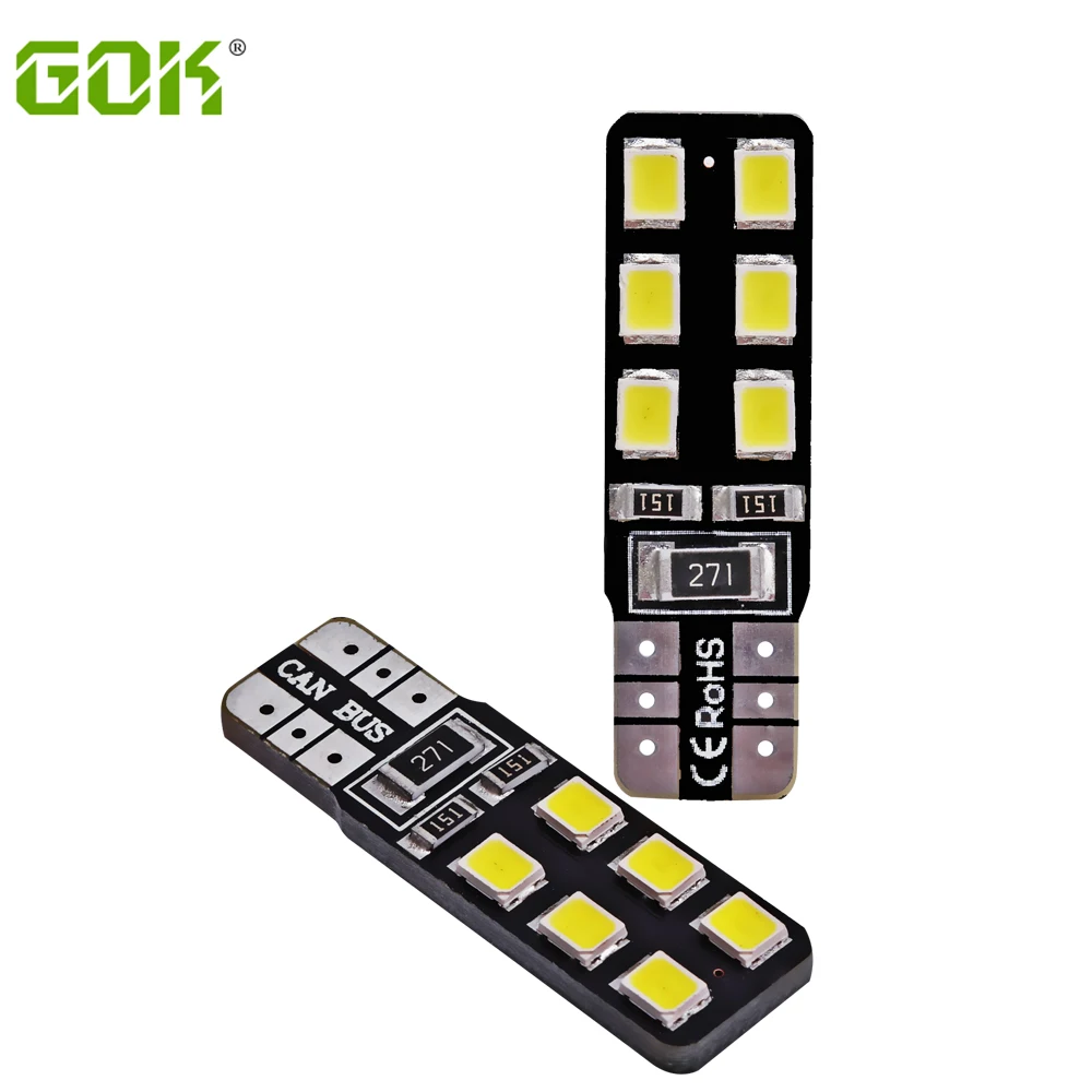 Автомобильные светодиодные лампы T10 canbus 194 W5W Canbus t10 12smd 2835 10 шт./лот с клиновидным