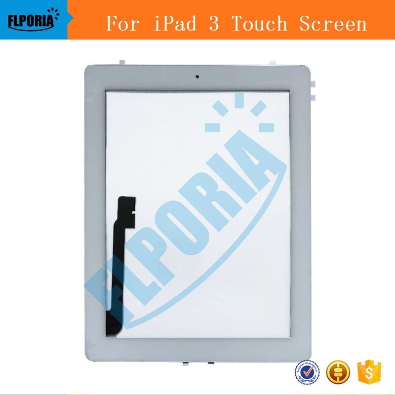 IPHT0201 For IPAD 3 whiteblack Digitizer Touch Screen Front Display Glass Assembly - Includes Home Button and flex + Camera Holder + frame(3)