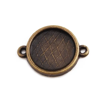 

20 Pcs 14 mm Cameo Cabochon Base Setting Pendant Tray Antique Bronze Alloy Connector Blank Trays Necklace Jewelry Findings-C2369